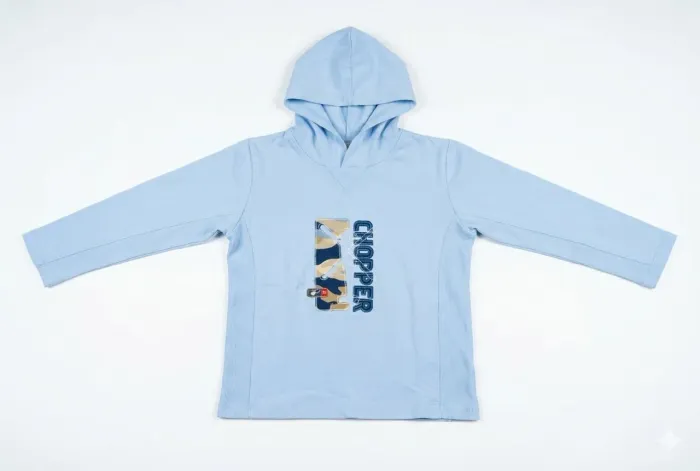 Blusa Infantil Carter's com Capuz Azul "Chopper" Manga Longa Tamanho 6 - 100% Algodão