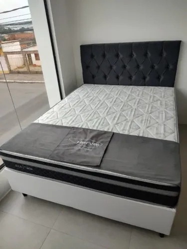 Cama box Casal 138x188 + Colchão C1728 Herval Molas Ensacadas