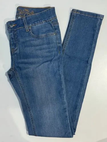 Calça Jeans Wax Jean Feminina Skinny Tamanho 34 Cor Azul Claro Cintura Média Algodão