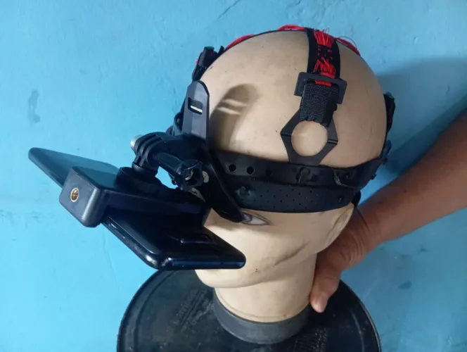 Suporte de cabeça para celular e câmeras para gravações de vídeos