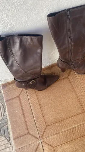 Bota de couro Feminina marrom