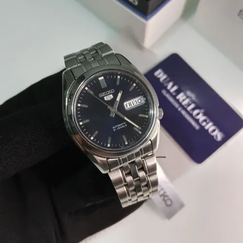 Relógio Seiko 5 Automático Azul Marinho 37mm - FULL SET