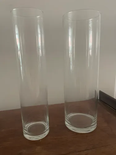 02 Vasos Vidro lindo decoração 12d e 9d x 28 altura