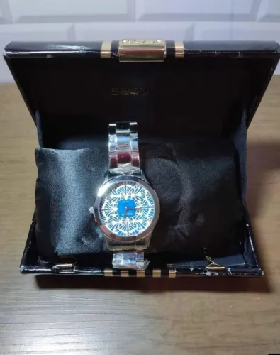 Relógio feminino seculus original azul prata
