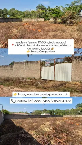 Vendo terreno no bairro Campo Novo próximo a Cervejaria Tapajós