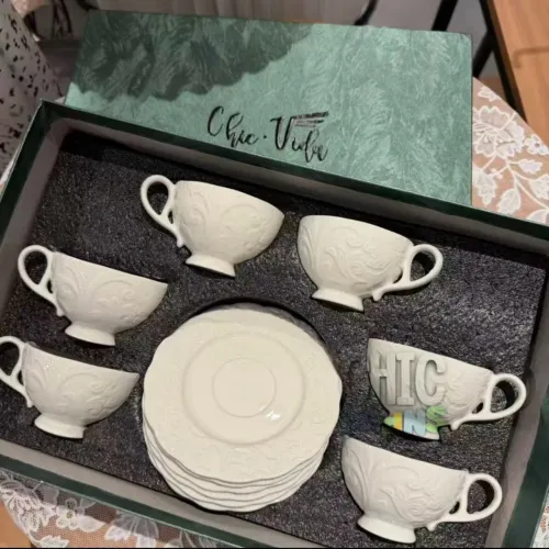 Kit Xícaras e Pires Café Porcelana Premium