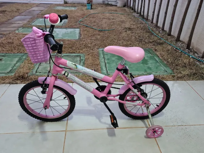 Bicicleta infantil com rodinhas e cestinha