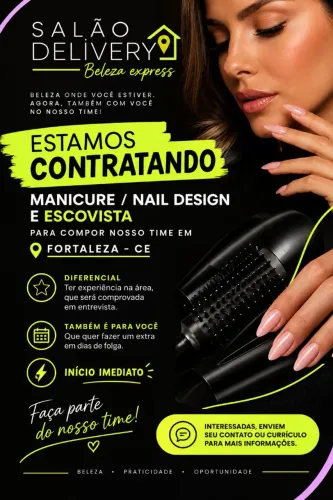 Vaga para Manicure /Nail Designer e Escovista