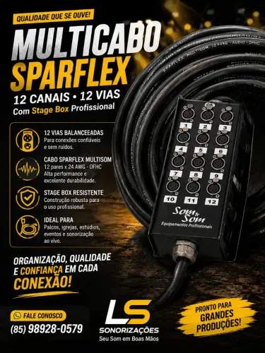 Multi cabo 12 vias 10 metros
