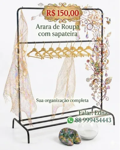 Arara de roupas com sapateira