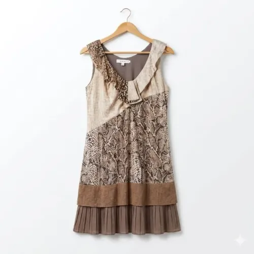 Vestido de seda e com forro animale 40
