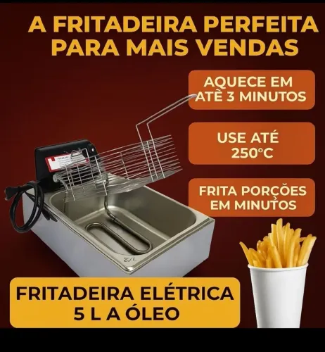 Fritadeira elétrica 5l em aço inox