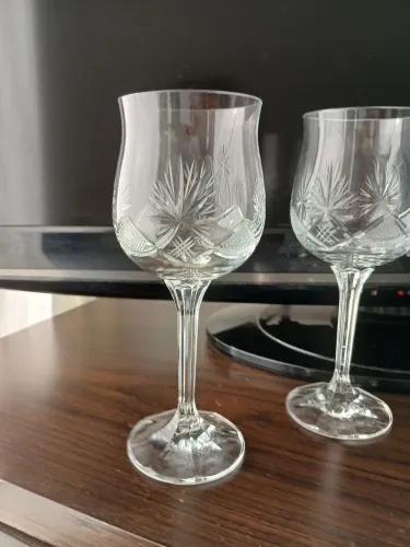 Taças de cristal da Bohemia lapidado 300 ml para água ou vinho