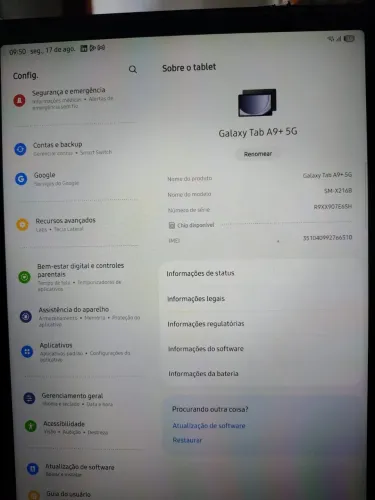 Vendo Tablet Samsung Galaxy Tab A9+ 5G em ótimo estado, sem marcas de uso!