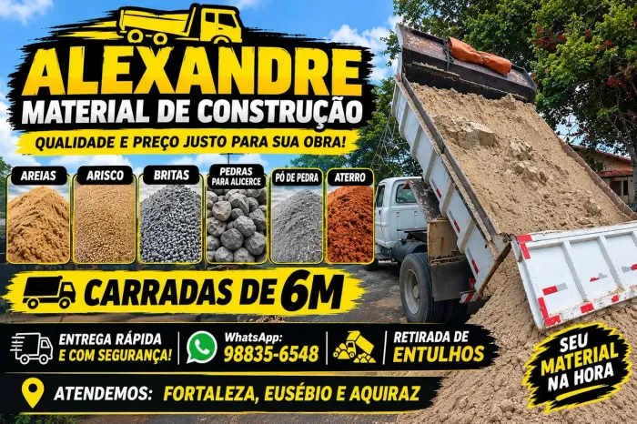 Areia grossa, Arisco, Britas e Pedras para alicerce