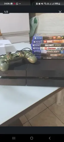 Ps4 com jogos e controle
