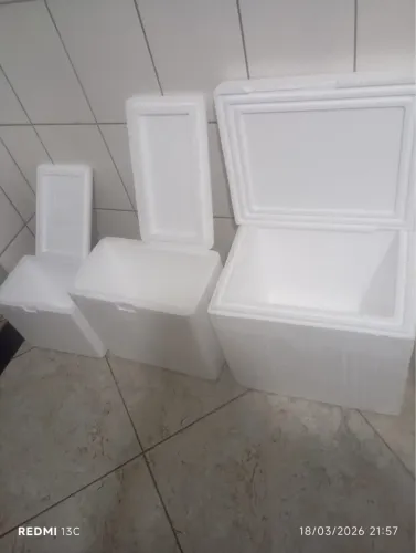 LOTE DE CAIXAS DE ISOPOR COM TAMPA - DIVERSOS TAMANHOS