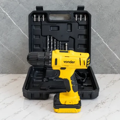 Parafusadeira Furadeira Vonder 1 Bateria 12v com Maleta e Acessórios