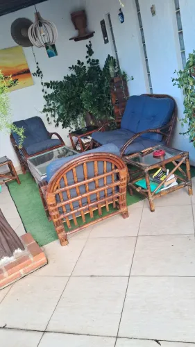 Conjunto sofá e 2 poltronas bamboo