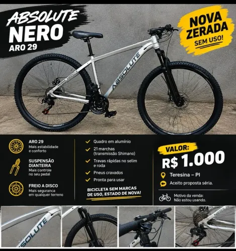 Vendo bicicleta Absolute Nero Aro 29, NOVA, SEM USO!