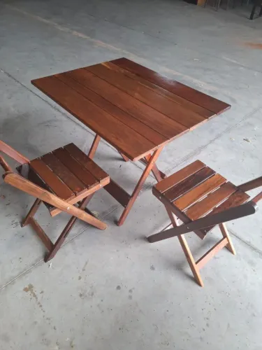 Conjunto de Mesa de Abrir + Cadeiras em Madeira de Lei (Paraju ou Ipê) - Direto da Fábrica