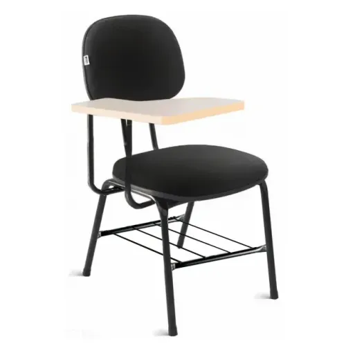 Carteira Universitária Estofada Com Grade Corino Preto Reforçada Premium - 32045