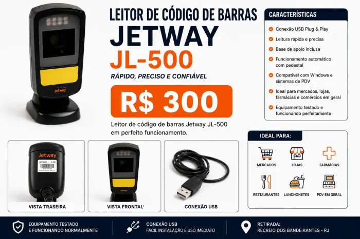 Leitor código de barras jetway