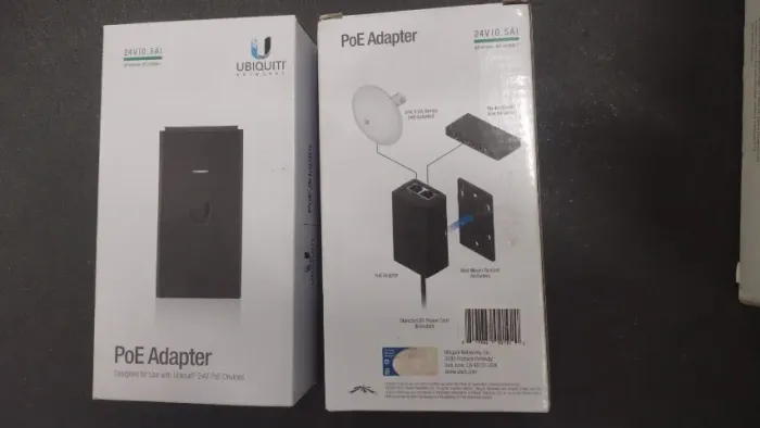 Kit 2 Adaptadores PoE 24V Injetor Ubiquiti 12W 0,5A Proteção ESD Voltagem Entrada