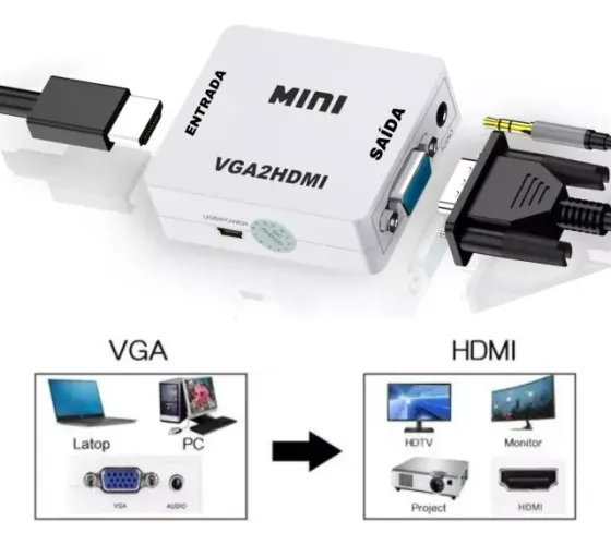 Adaptador Conversor Vga Para Hdmi Com Som Áudio Vga-HDMI