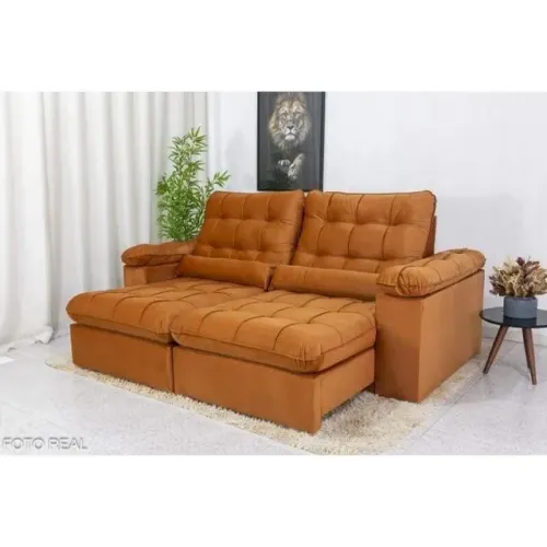 Sofá Retrátil Reclinável 2.27m Molas Ensacadas Sther rftrr