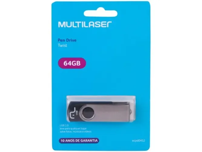 Pendrive Twist Preto 64gb Multilaser - Pd590
