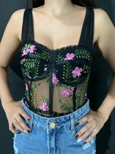 Body floral preto
