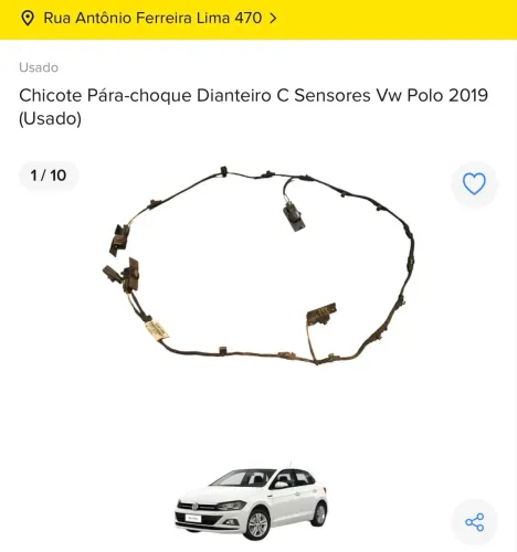 CHICOTE PÁRA-CHOQUE DIANTEIRO COM SENSORES VOLKSWAGEN POLO COMFORTLINE 2019