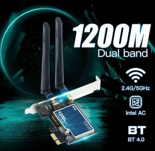 Placa Wi-Fi AC1200 + Bluetooth 4.0 PCI-e