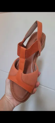 Sandália Usaflex couro Feminina Laranja
