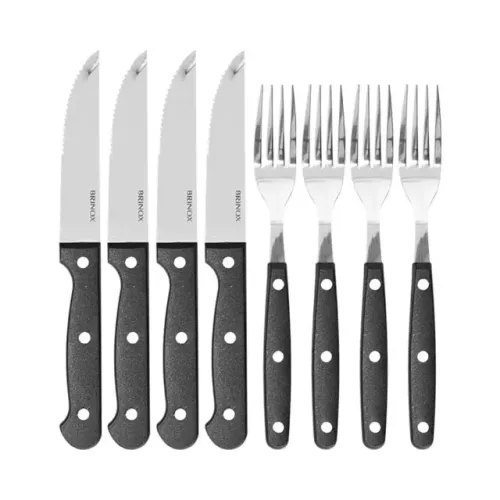 Faqueiro Jumbo para Churrasco em Aço inox 8 Peças (Talheres para Churrasco)