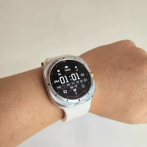 Smartwatch Galaxy Watch 7 Ultra replic4 Extra pulseira azul e prata
