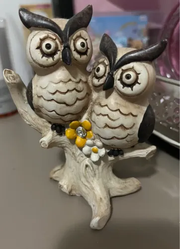 Par de Corujas Decorativas em Cerâmica