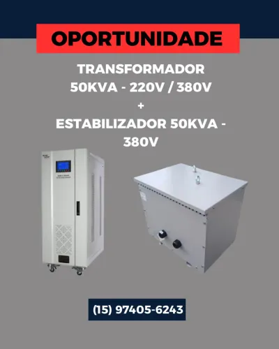 Transformador 50kva - 220v / 380v + Estabilizador 50kva - 380v