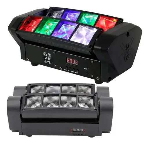 Mini Moving Spider Beam 8 Leds De 5w Rgbw Strobo Dmx