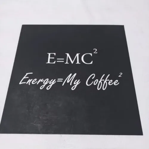 Placa Decorativa em MDF Preta E=MC2 Energy=My Coffee2 (30x30cm)