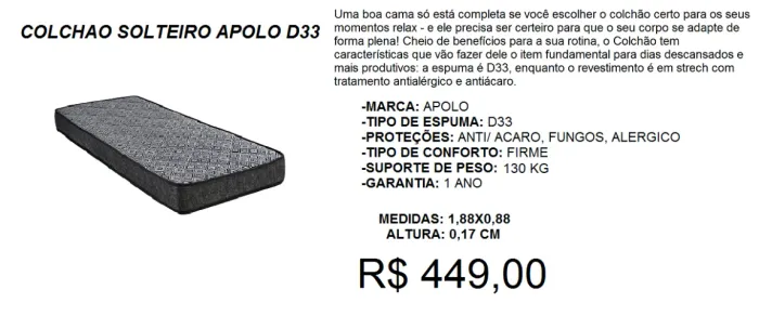 Colchão de solteiro espuma - entrega imediata