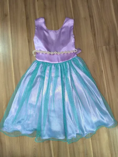 Vestido Infantil Ariel - Festa Temática, tamanho 6.