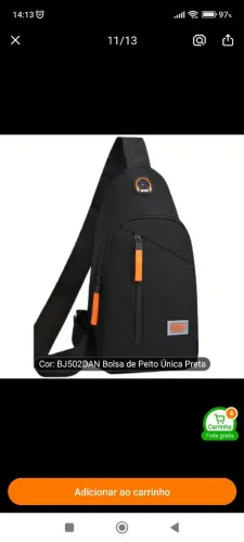 Bolsa de Peito Unissex Moderna - Preta