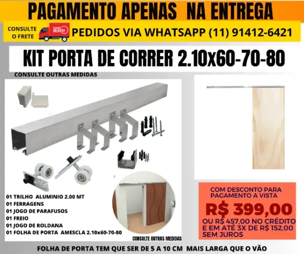 kit porta de correr gold 856 