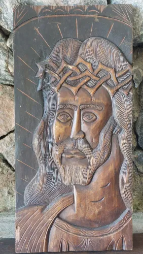 Quadro de madeira entalhado jesus cristo