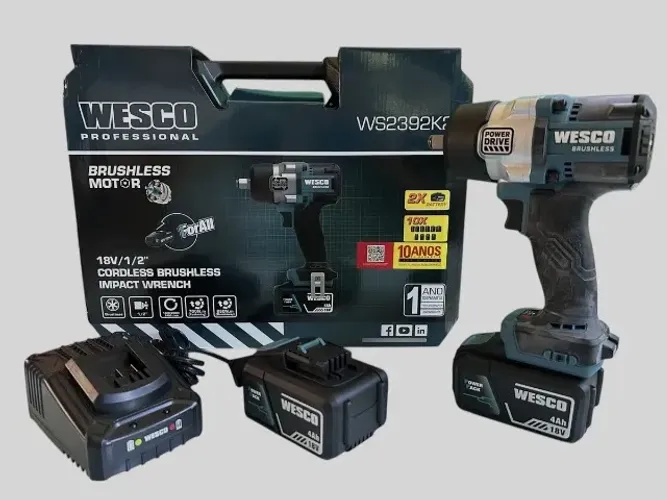 CHAVE DE IMPACTO WESCO 880NM BRUSHLESS 1/2POL C/2BAT 4AH