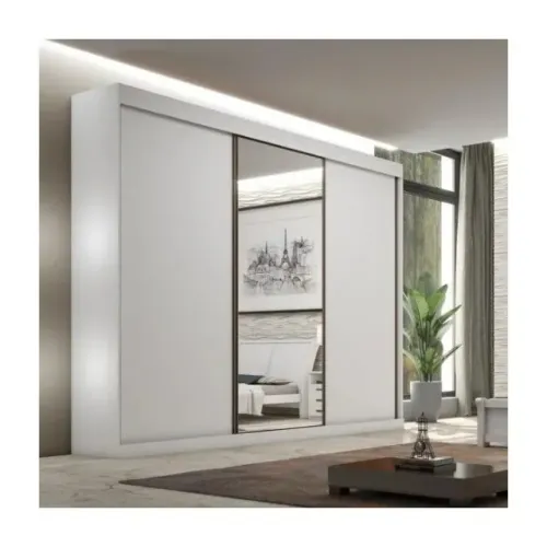 Guarda Roupa 2.40M Casal 100% MDF 3Ptas Correr C/Espelho. Produto Novo Direto de Fábrica.