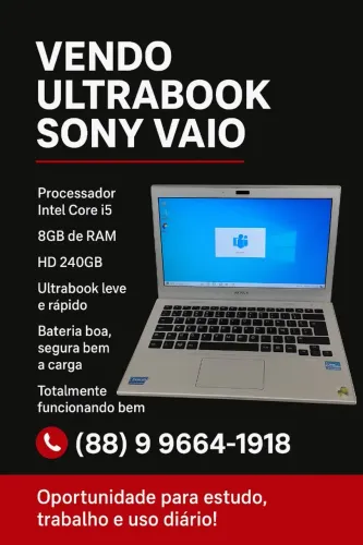 VENDO ULTRABOOK SONY VAIO INTE3L CORE I5