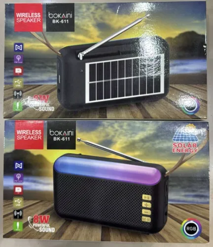 Rádio Fm Energia Solar Luzes Rgb Usb Bluetooth